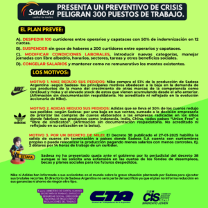 SADESA PRESENTA UN PREVENTIVO DE CRISIS Y PELIGRAN 300 PUESTOS DE TRABAJO.